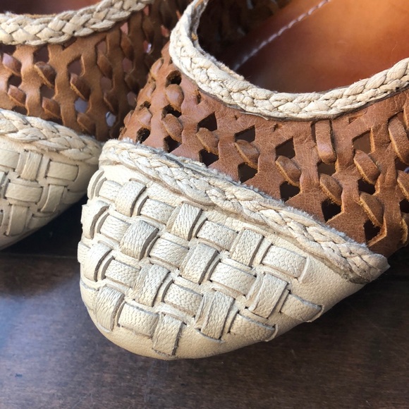 Dune London Tan Madalyn Weaved Leather Ballerina Flats - Picture 5 of 11